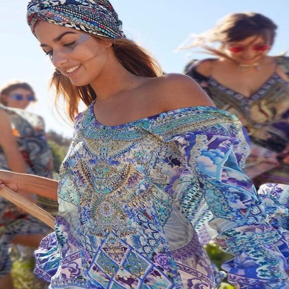 Camilla A Line Frill Dress The Blue Market Size Small b107 - Picture 6 of 13